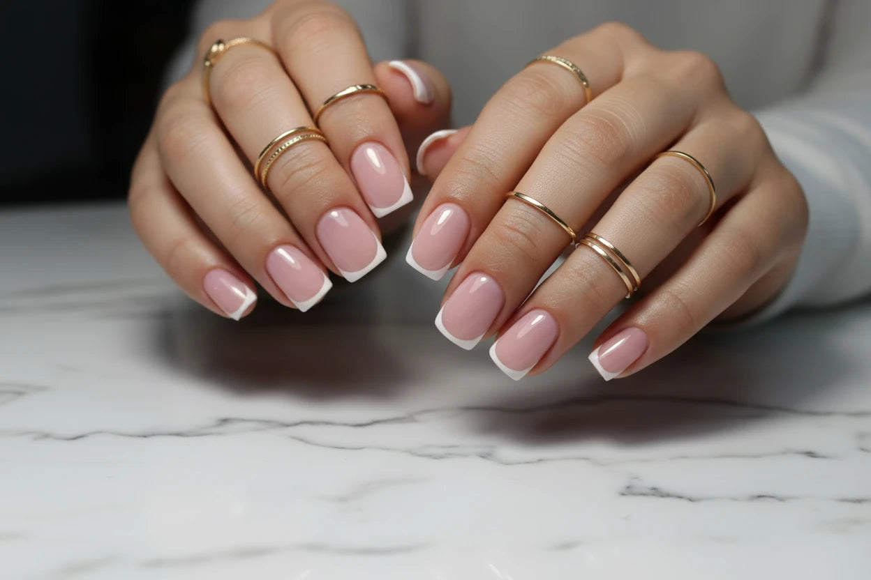 Faux ongles rose et blanc main et pied X24