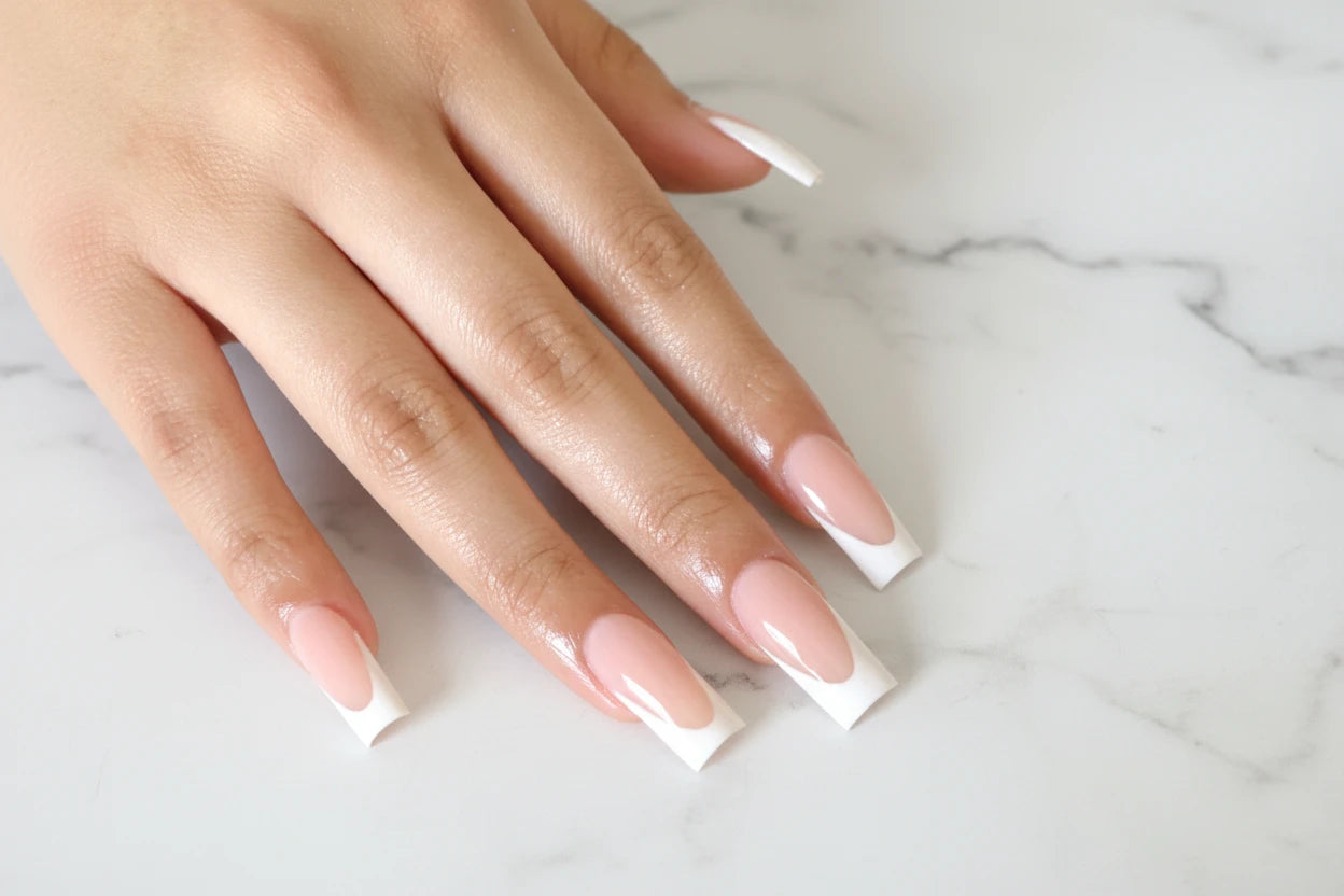 Faux ongles rose et blanc main et pied X24