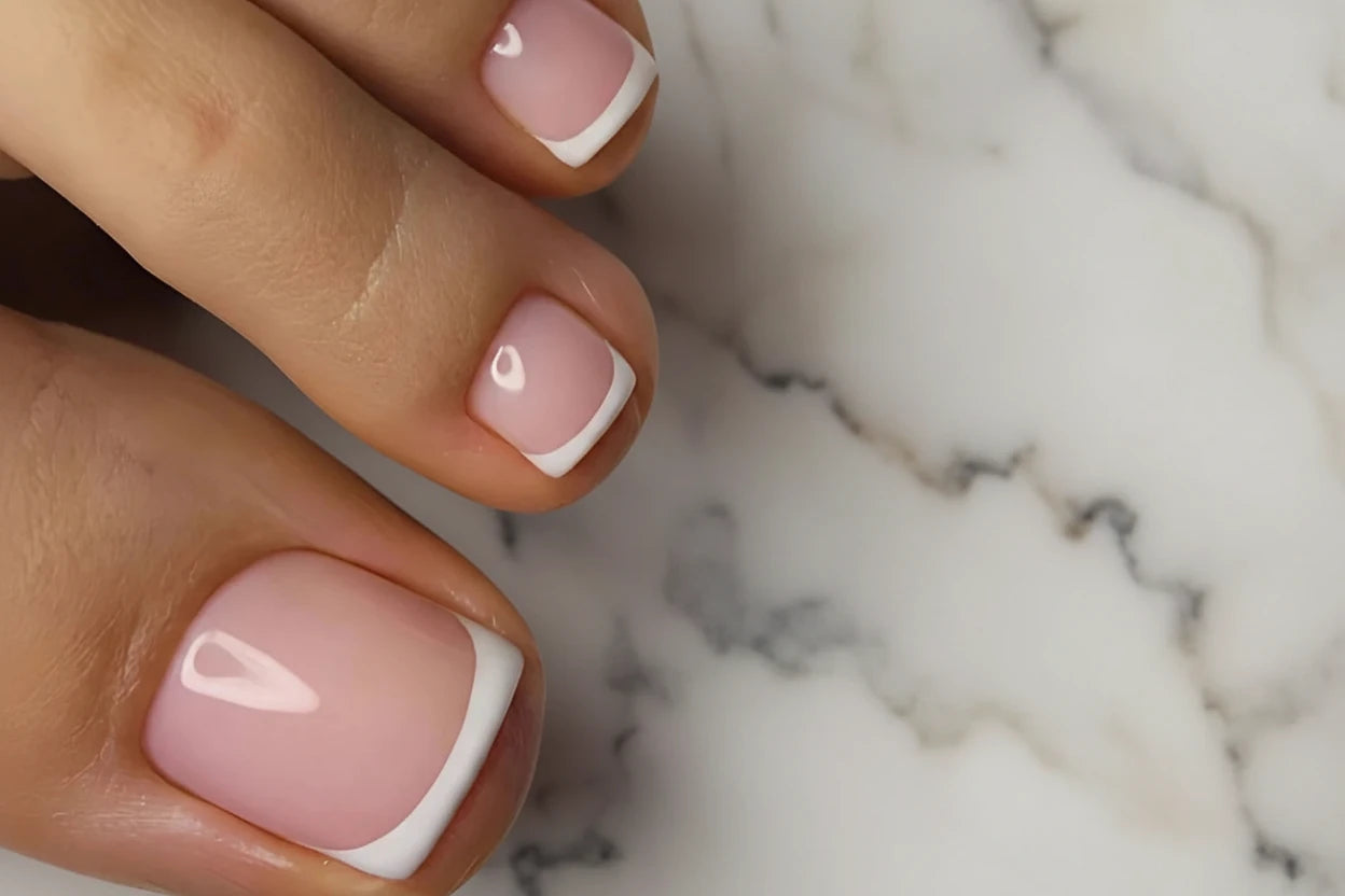 Faux ongles rose et blanc main et pied X24