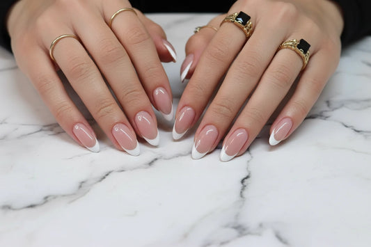Faux ongles rose et blanc main et pied X24